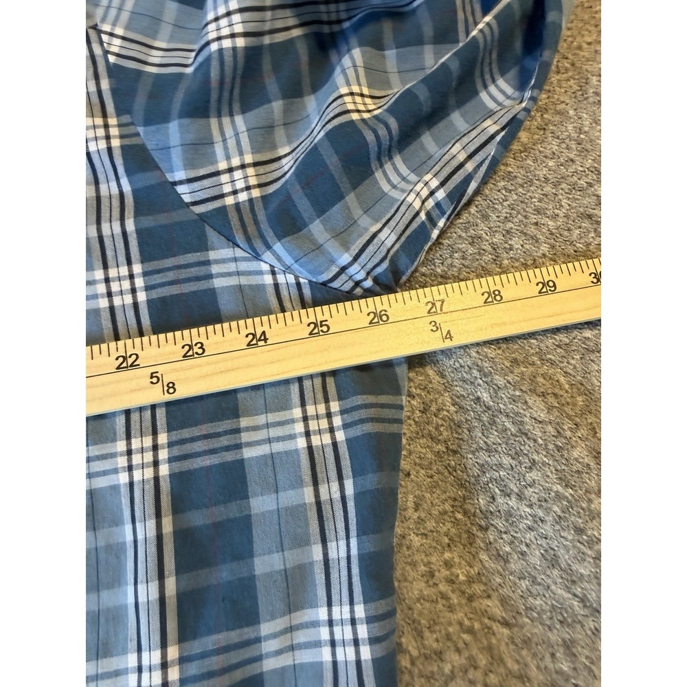 Vntg Wrangler Blue Pearlsnap Plaid Western Long Sleeve Button Up 2xl - Picture 4 of 7